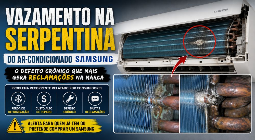 Vazamento na Serpentina do Ar-Condicionado Samsung: o Defeito Crônico que Mais Gera Reclamações na Marca